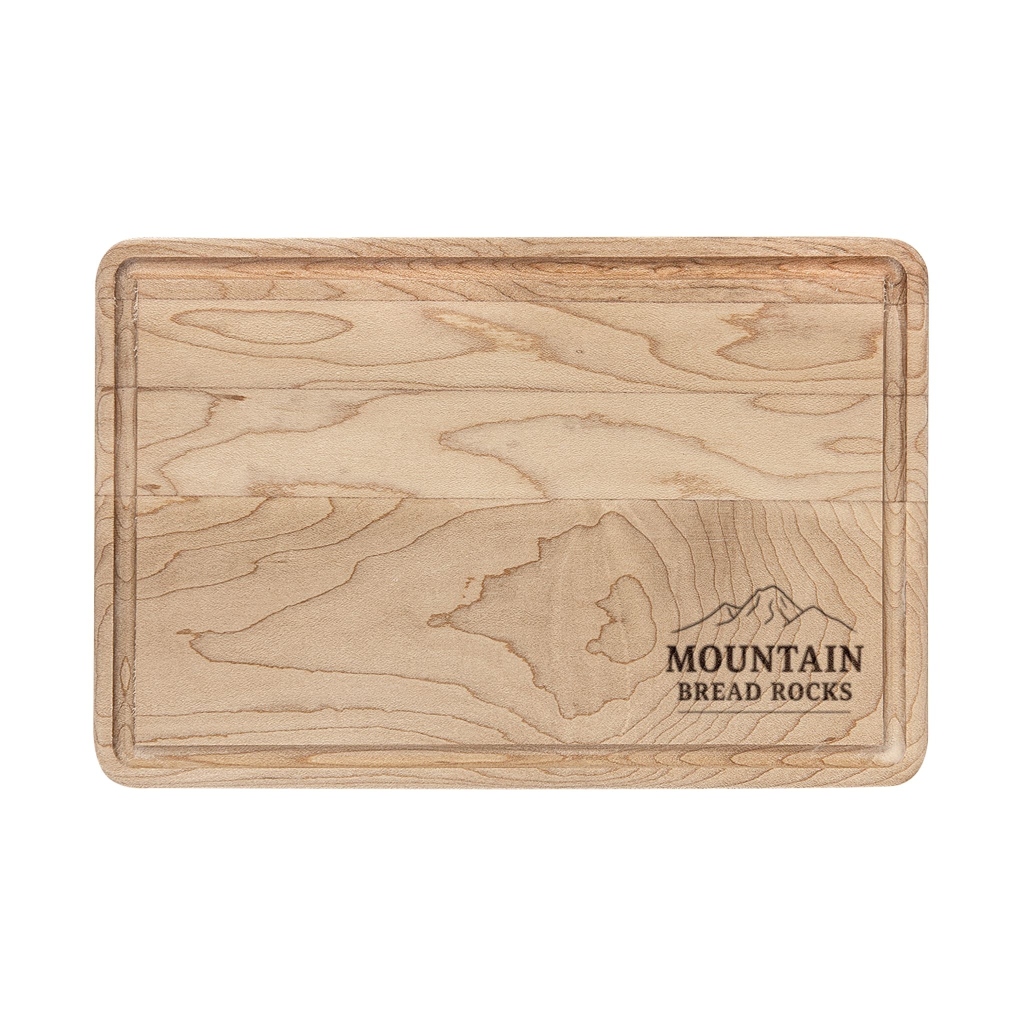 Engraved Mountain Bread Cutting Board – Rustic Maple Serving & Prep Board